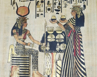 ネフェルタリ女王と女神イシス、手作り、手描きのエジプト