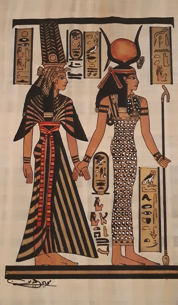 ネフェルタリ女王と女神イシス、手作り、手描きのエジプト