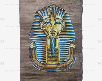 エジプト パピルス ヴィンテージの手描きエジプトパピルス、ツタンカーメン王の黄金