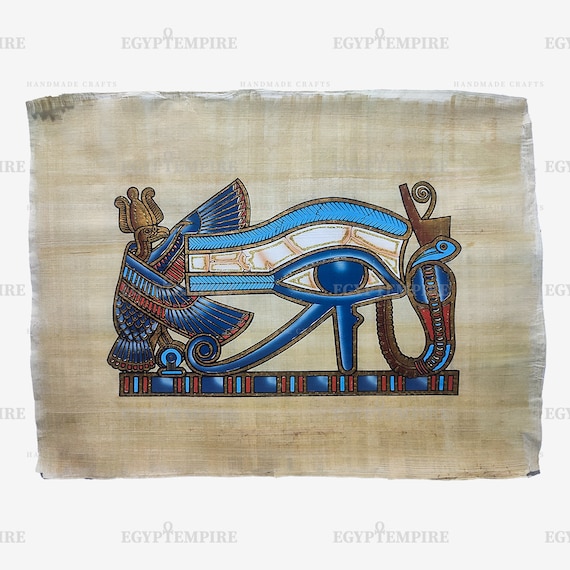 ホルスの目のパピルス画：手作りエジプト美術（15インチ×11インチ