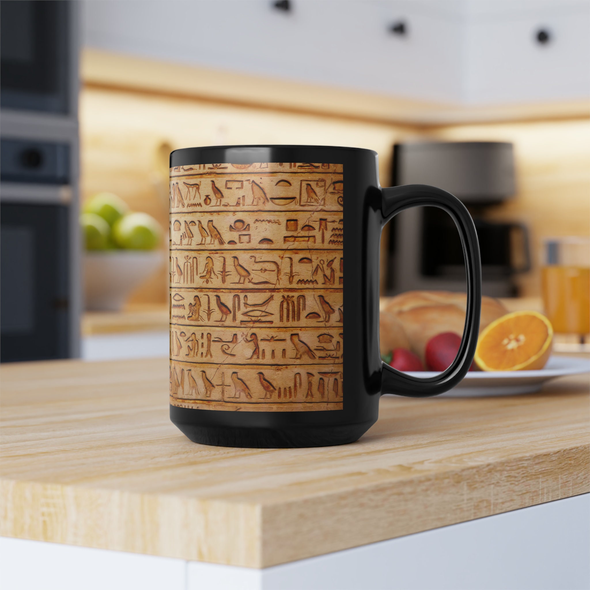 古代エジプトの象形文字テキスト ブラックマグカップ、15オンス - Etsy