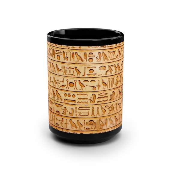 古代エジプトの象形文字テキスト ブラックマグカップ、15オンス - Etsy