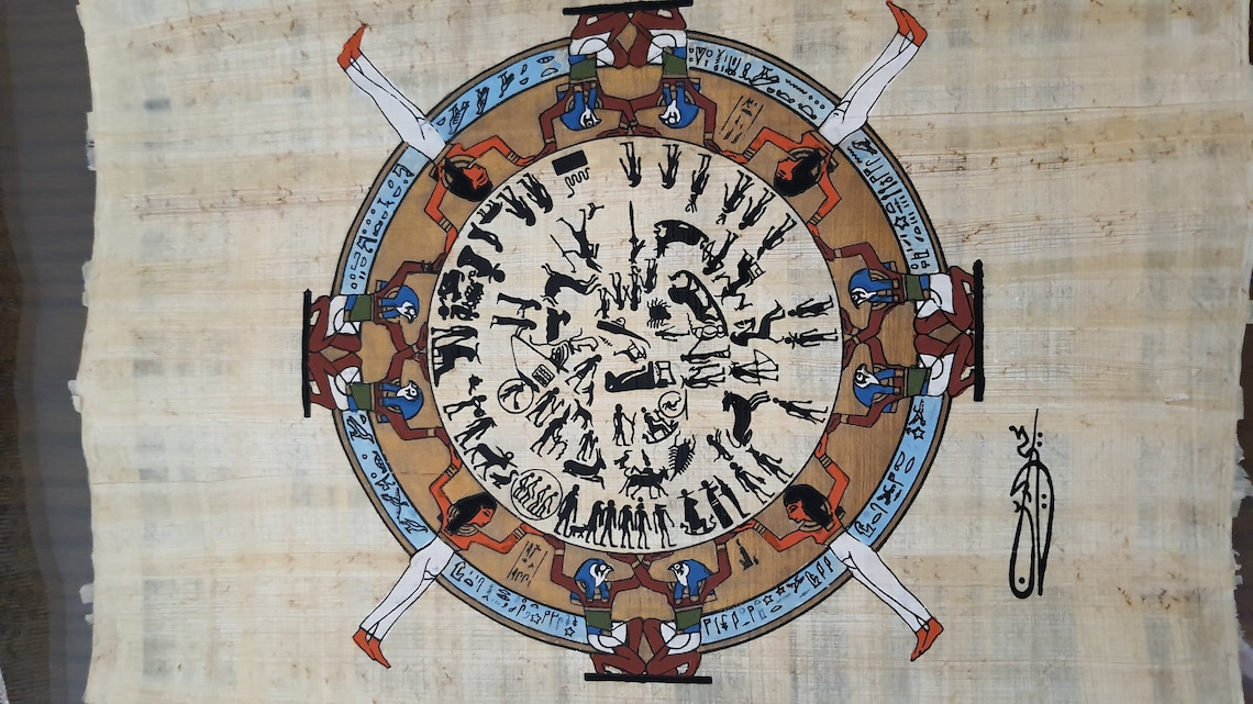 Ancient Egyptian Zodiac signs 14x10 Handmade | Etsy