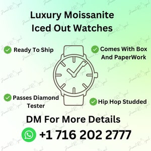 VVS Moissanite Watch for Men | Ready to Ship | Hip Hop Watch | Custom Watch | Handmade Studded Watch | Pass Diamond Tester | Iced out Watch