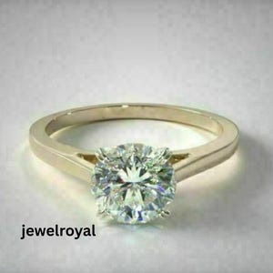2 Carat Round Moissanite Ring, Engagement Ring For Women, Solitaire Ring, Anniversary Gift For Her, Wedding Gift, Personalized Jewelry