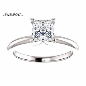 Solitaire Engagement Ring, 1.50 Carat Princess Moissanite Ring, Engagement Ring For Women, Personalized Jewelry, Handmade Jewelry, Gold Ring