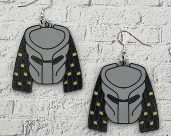 Predator Mask Horror Statement Earrings or Keychain 3D Printed