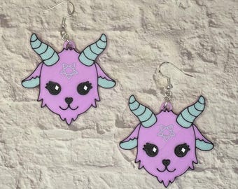 Baphomet Statement Earrings or Keychain 3D Printed