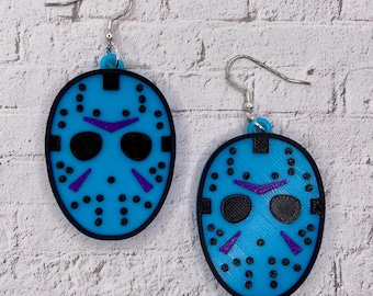 Hockey Mask Video Game Horror Statement Earrings or Keychain 3D Printed