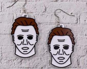 Michael Slasher Horror Statement Earrings or Keychain 3D Printed