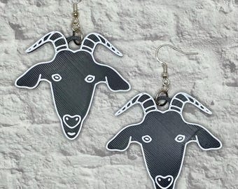 Goat Statement Earrings or Keychain 3D Printed