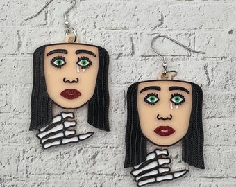 Popcorn Horror Statement Earrings or Keychain 3D Printed
