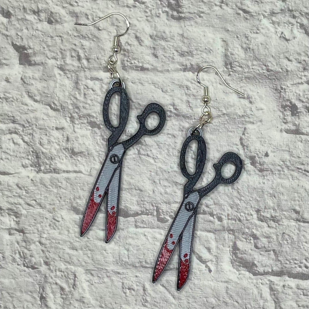Bloody Scissors Earrings / Statement Earrings / 3D Printed - Etsy