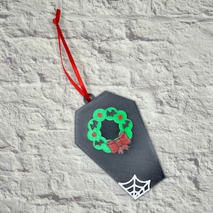 Creepmas Coffin Bat Wreath Ornament / Holiday Tree Decor / 3D Printed