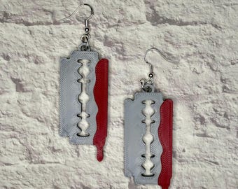 Razor Blade Statement Earrings or Keychain 3D Printed