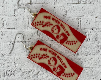 One Wish Horror Statement Earrings or Keychain 3D Printed