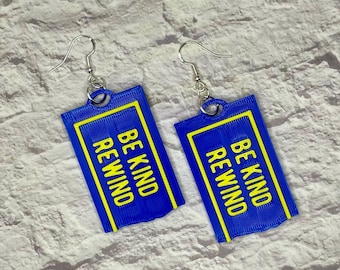 Be Kind Rewind Statement Earrings or Keychain 3D Printed
