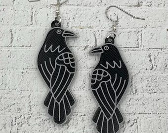 Crow Statement Earrings or Keychain 3D Printed