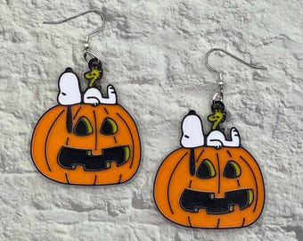 Beagle Bird Pumpkin Halloween Statement Earrings or Keychain 3D Printed