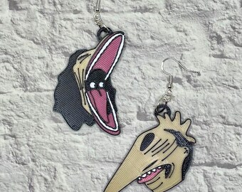 Barbara & Adam Scary Face Statement Earrings or Keychain 3D Printed