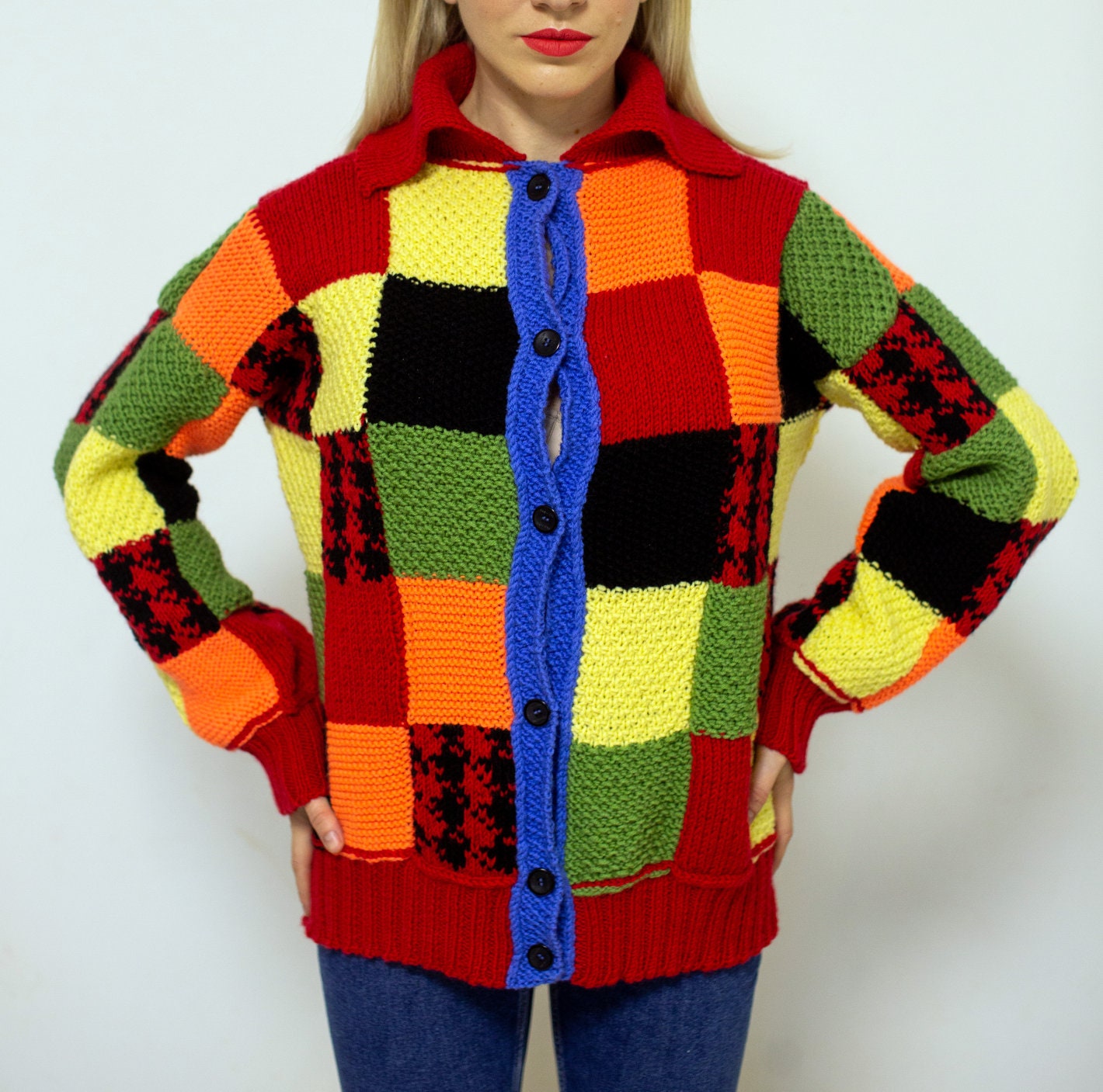 color block cardigan harry styles