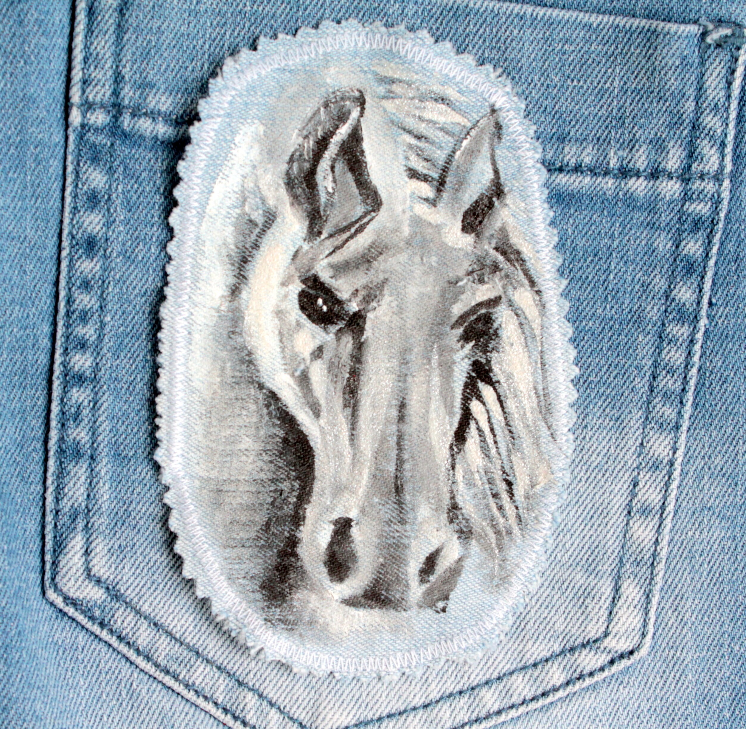 Hand Painted Horse Patch Denim Patches Arabian Stallion Lover Etsy