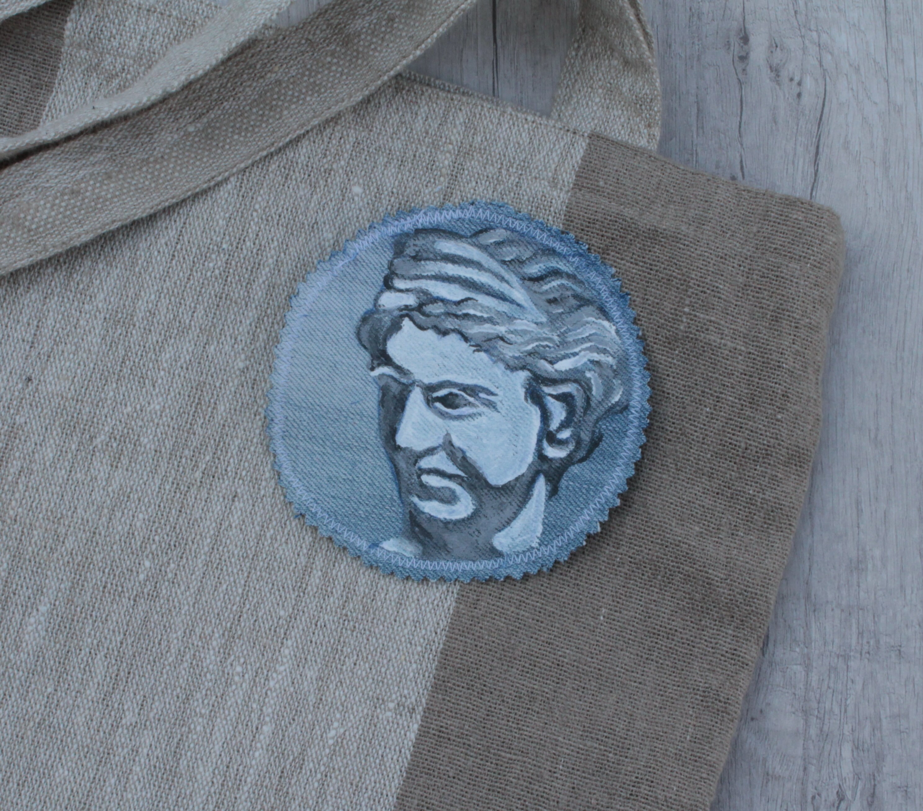 Greek Patch Hand Painted Greek Woman Statue Patch Denim Greek Mythology Patches ...