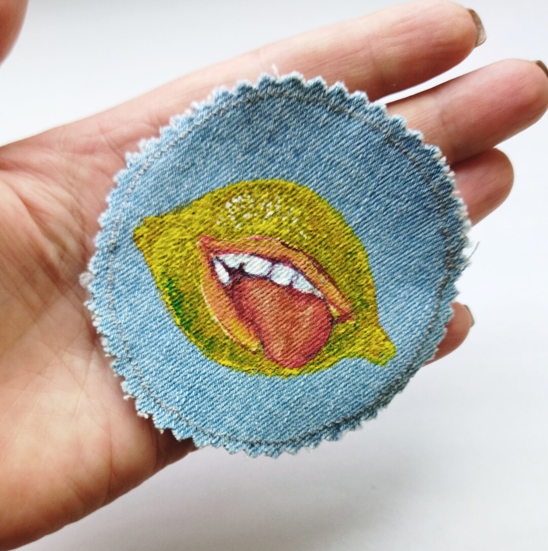 Hand Painted Weird Patch Strange Painting Denim Patches Crazy Lemon ...