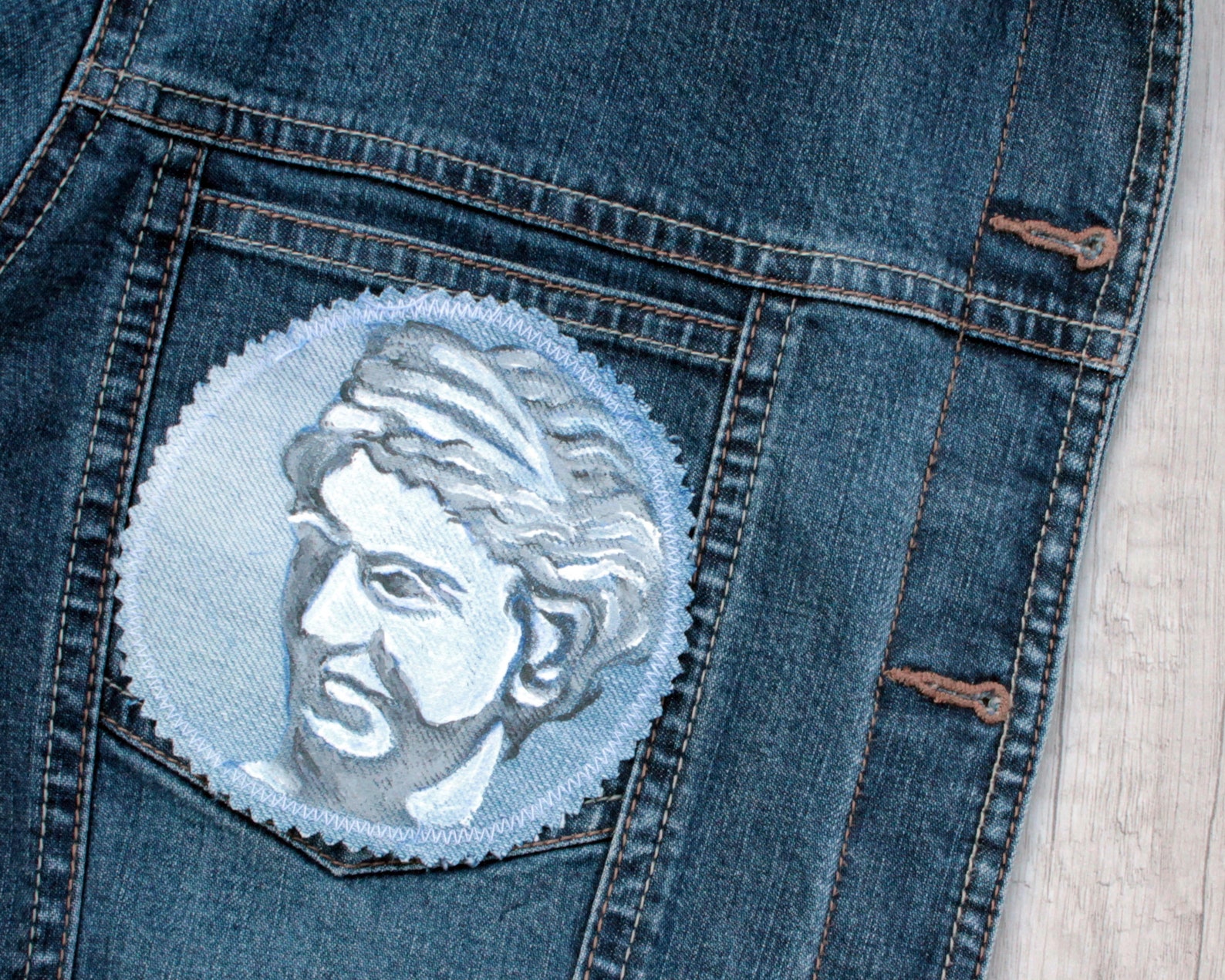 Greek Patch Hand Painted Greek Woman Statue Patch Denim Greek Mythology Patches ...