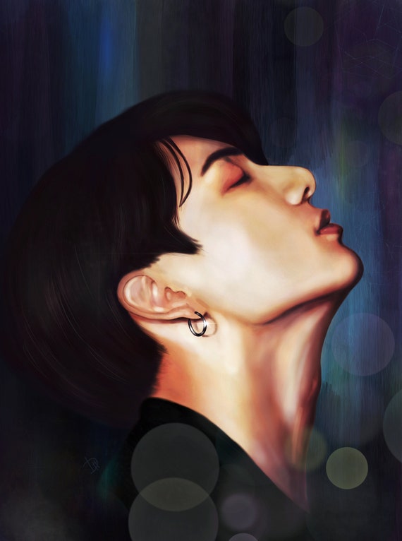 Bts Jungkook Digital Fan Art K Pop Drawing Card A6 A5 Print Etsy