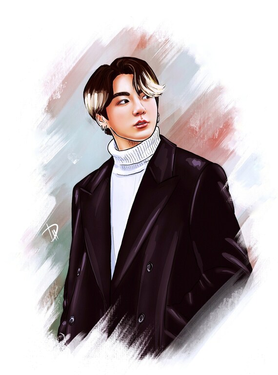 Bts Jungkook Original Digital Fan Art Print K Pop Drawing Etsy