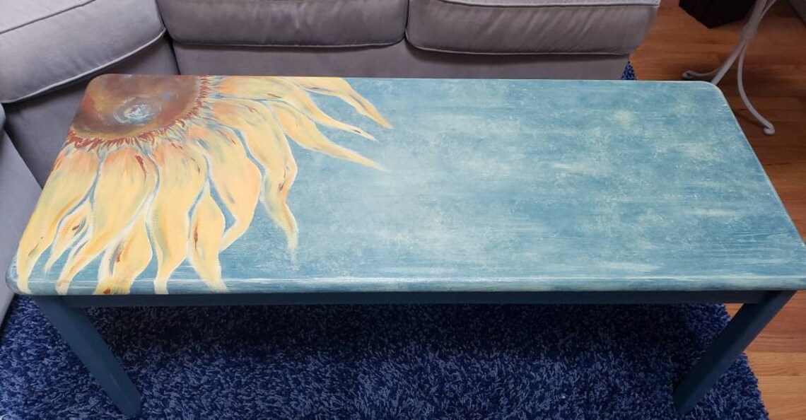 Refurbished coffee table handpainted table sunflower coffee Etsy