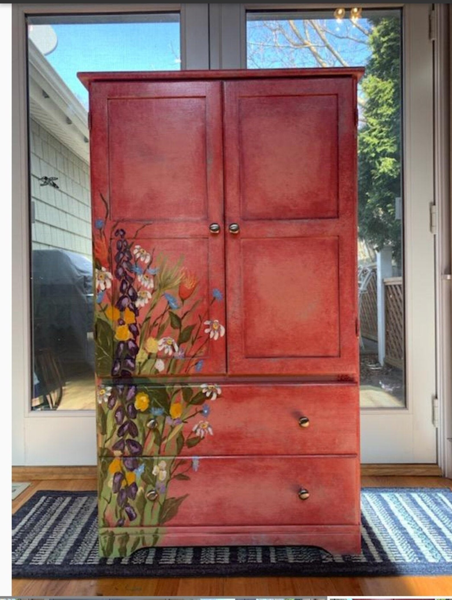 Hand painted refurbished wildflower armoire shabby chic Etsy