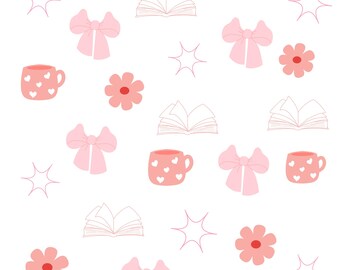 コケットピンクのリボン付きKindleインサート、おしゃれなブックケースデコレーション、ソフトガールKindle Paperwhite第12世代用印刷可能、5x7インチのデジタルダウンロード（即時）