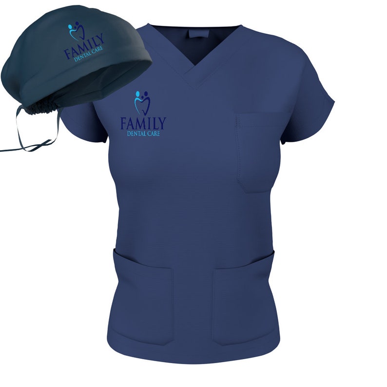 Personalized scrub top and cap with logo.Embroidered Unisex Etsy