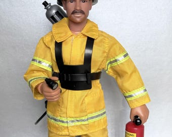 Vintage M&C Power Team 12" Action Figure Fire Fighter, Talking
