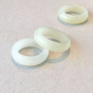 Natural Korean Jade(nephrite) band ring/ Classic Jade ring/ white jade/ Ivory jade