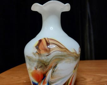 Mid-Century Dalian Art Glass Vase. Vintage Glassware