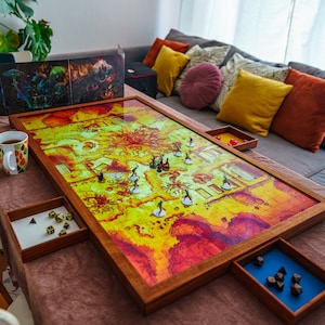 Tragbares Dungeon-Display mit 4 Würfelschalen für RPG-Spiele und Tabletop-Abenteuer (einschließlich 4K UHD 43-Zoll-TV)