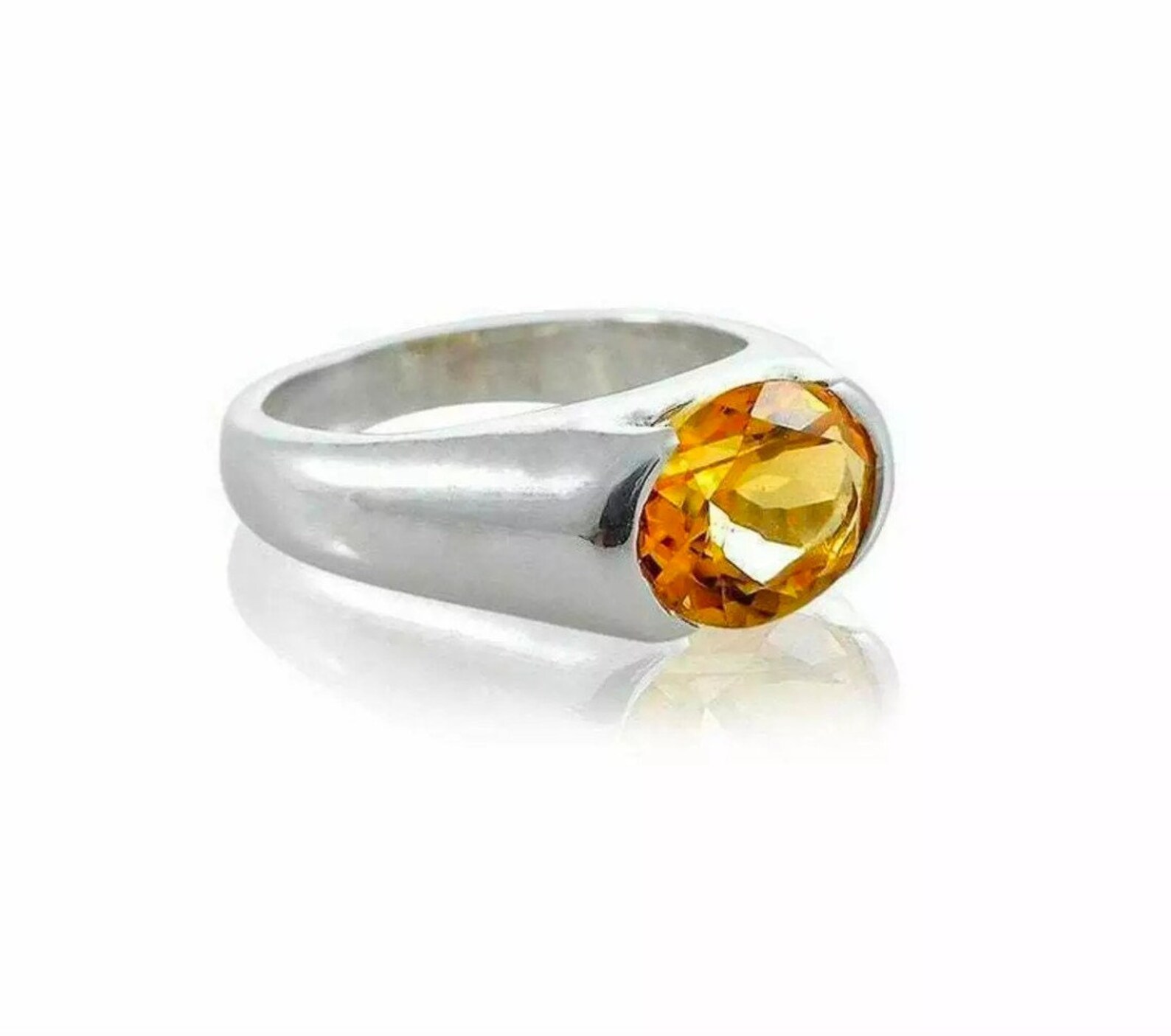 Mens Citrine Ring In 925 Sterling Silver Wedding Engagement Etsy