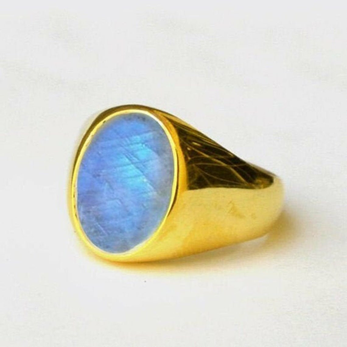 Rainbow Moonstone Men's Ring in 925 Sterling Silver Gold Etsy