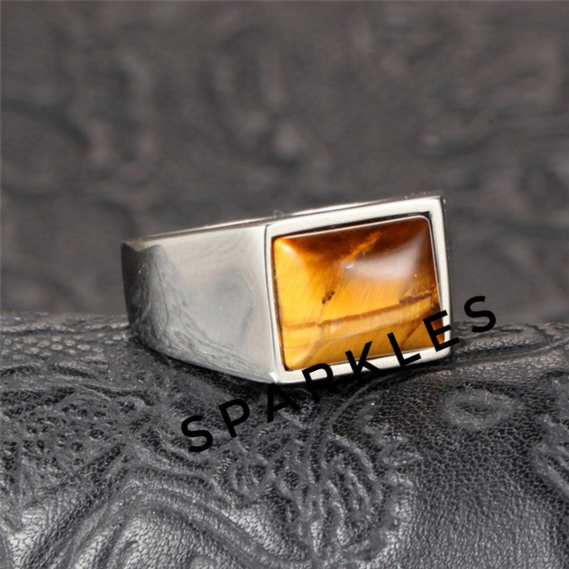 Tiger Eye Ring Men's Ring 925 Sterling Silver Natural Etsy