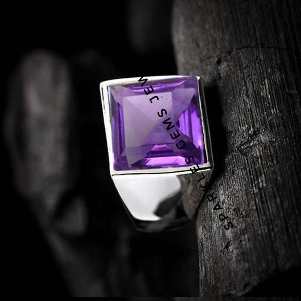 Natural Amethyst Ring For Men in 925 Sterling Silver AAA | Etsy