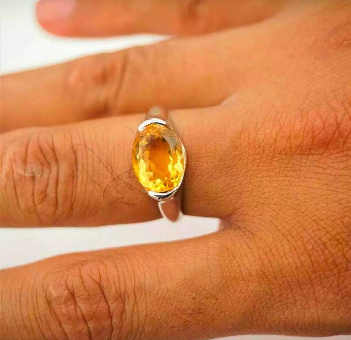Mens Citrine Ring In 925 Sterling Silver Wedding Engagement Etsy