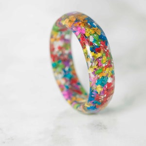 Resin Ring with Real Flower, Pressed Flower Ring, Ring Terrarium, Ring , Botanical Resin Ring, Nature band Ring, Resin Flower Jewelry