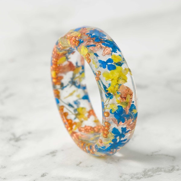 Resin Ring - Real Flower Ring -  Dried Flower Ring - Pressed Flower Ring - Botanical Ring -  Terrarium Ring - Nature Ring -