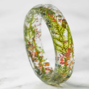 Real Moss Ring, Nature Ring, Resin green moss ring, Terrarium jewelry, Green ring, Real flower ring, Botanical resin ring, Forest jewelry