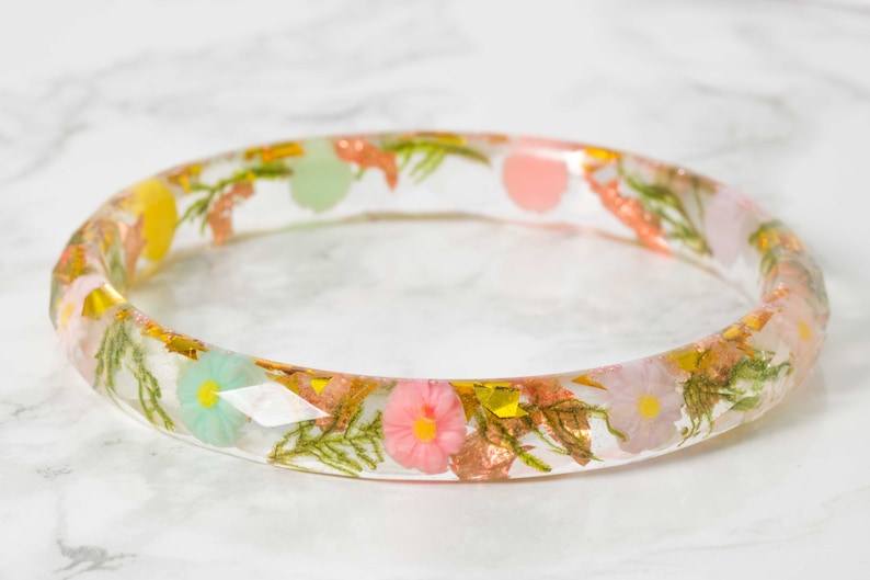 Resin Bracelet Resin Jewelry Resin Bangle Botanical Etsy