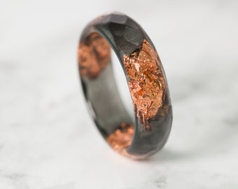 Anillos de resina negro, anillo para hombre, anillo de declaración, anillos de resina para mujeres, anillo de resina fina, banda de compromiso para mujer, anillo de declaración
