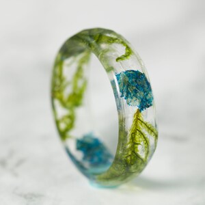 Resin ring with real flower, pressed flower ring ,terrarium ring, real moss ring, nature ring